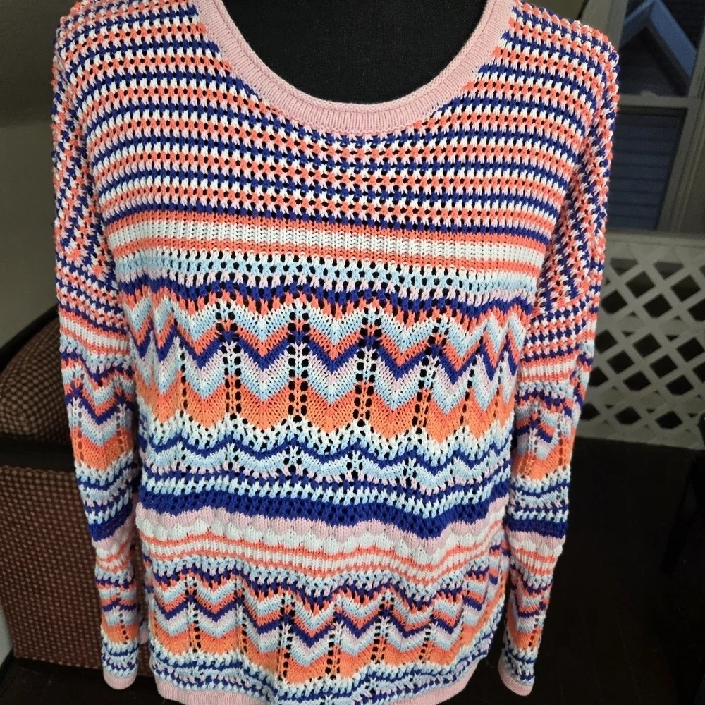 Lilly Pulitzer Samora Multicolor Chevron Knit Sweater Size‎ M